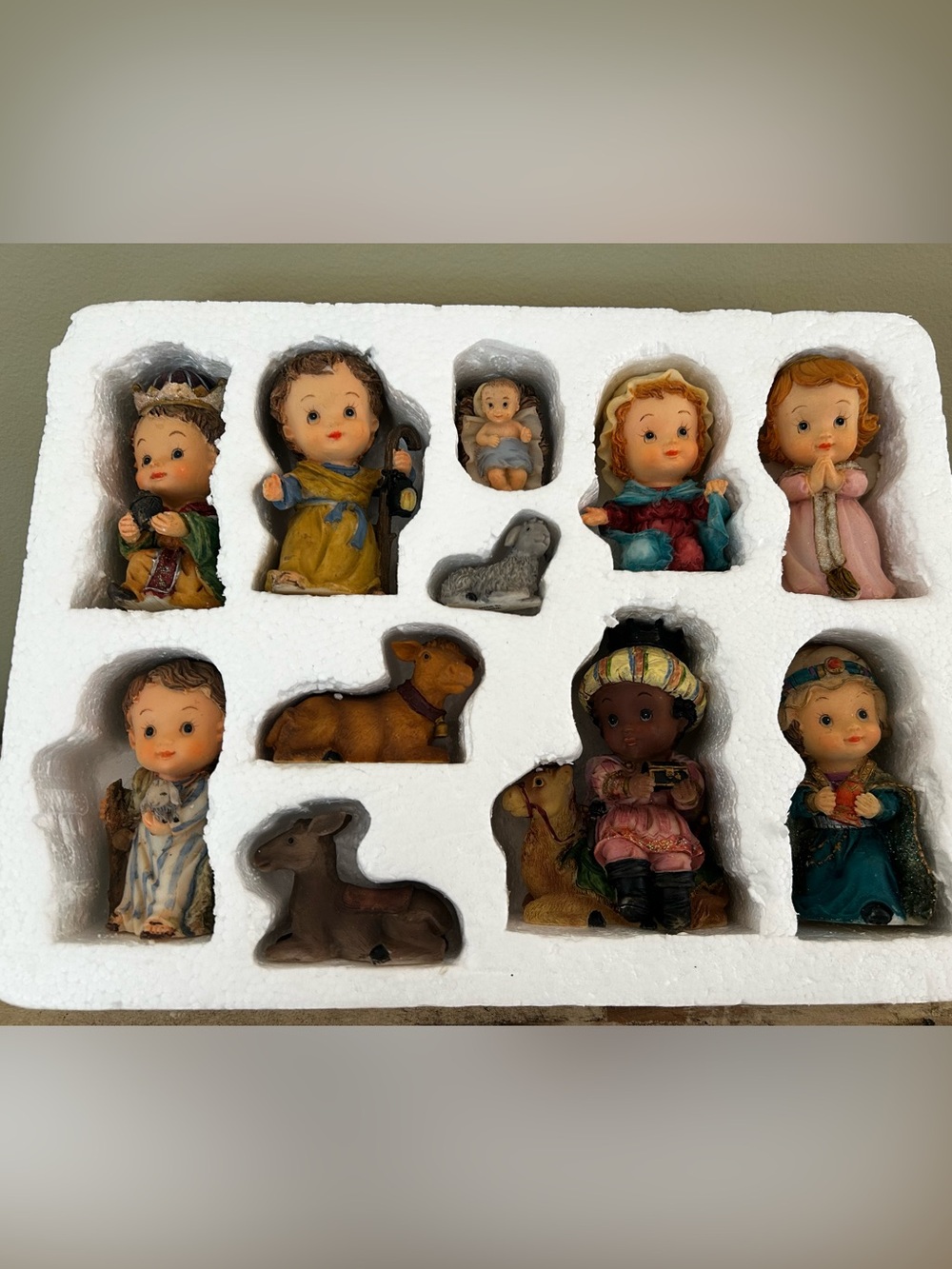 Vintage 11-Piece Kids Christmas Nativity Set - Complete with Box Insert